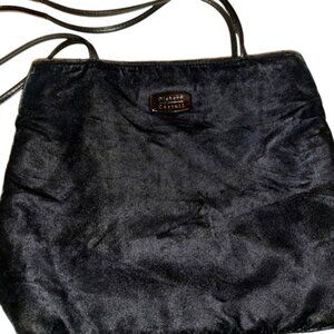 Diahann Carroll Black Shoulder Bag.  Velvet look and feel. Zip Closure.